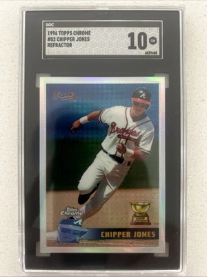 Pop 1!! CHIPPER JONES SGC 10 1996 TOPPS CHROME #52 REFRACTOR BRAVES - Image 1 of 2