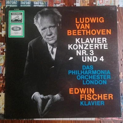 BEETHOVEN - PIANO CONCERTOS 3 and 4 Edwin Fischer- EMI ELECTROLA GERMANY - MINT - Image 1 of 4