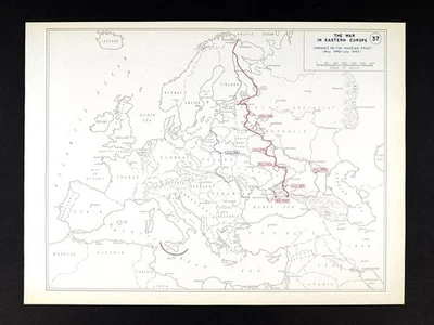 Mapa de la Segunda Guerra Mundial 37 cambios del frente ruso Rusia Ucrania Stalingrado Alemania 1942-1943 Foto 1 de 2