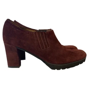 Anyi Lu Italian Suede Burgundy Booties EU Size 40.5 US 9.5 Classic Comfort Chic - Picture 1 of 11