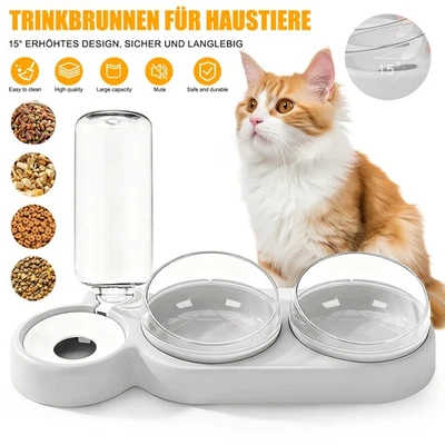 15° Haustier Dual Futternapf Fressnapf Katzennapf schräge mit Erhöhter Ständer - Bild 1 von 4