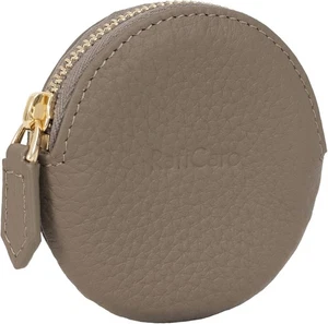 Leichte Geldbörse, Echtleder, YKK Reißverschluss, Kosmetiktasche, Greige - Bild 1 von 5