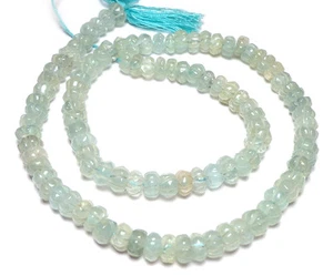 LIGHT BLUE GREEN AQUAMARINE CARVED RONDELLE BEADS 15"Std! 203Q 2x5mm to 2.5x6mm - Picture 1 of 1