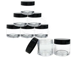 6 Pieces 30 Gram/30ml Plastic Clear Sample Jar Containers with Black Flat Lids - Picture 1 of 1
