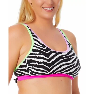 California Waves Plus Zebra-Print Removable Padding Bikini Swim Top Size 16 - 18 - Image 1 of 2