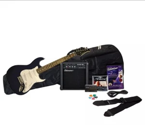 Silvertone SS11 Electric Guitar with Case, Amp, Extra Strings, Picks Tuner Black - Picture 1 of 9