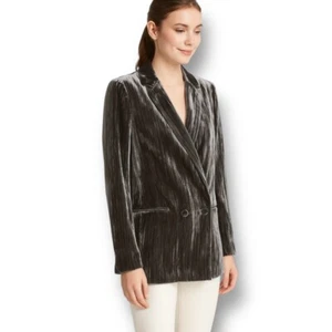 Blazer H&M 4 Marrón Terciopelo Doble Pecho Aplastado Lujo Fiesta Oficina Chaqueta Nuevo sin Etiquetas - Imagen 1 de 9