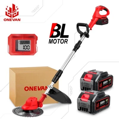 ONEVAN Bürstenlos 10 Zoll Akku Rasentrimmer Elektro Freischneider Motorsense Set - Bild 1 von 4