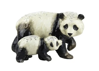 JAY STRONGWATER BAI YUN & SU LIN PANDA MOTHER & CHILD SWAROVSKI $2500 NEW BOXED