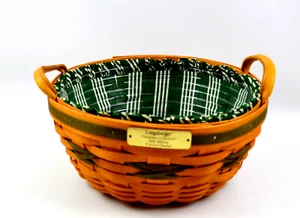 Longaberger Colección Navidad Edición 1999 Cesta Palomitas Acento Verde Tejidos - Imagen 1 de 10