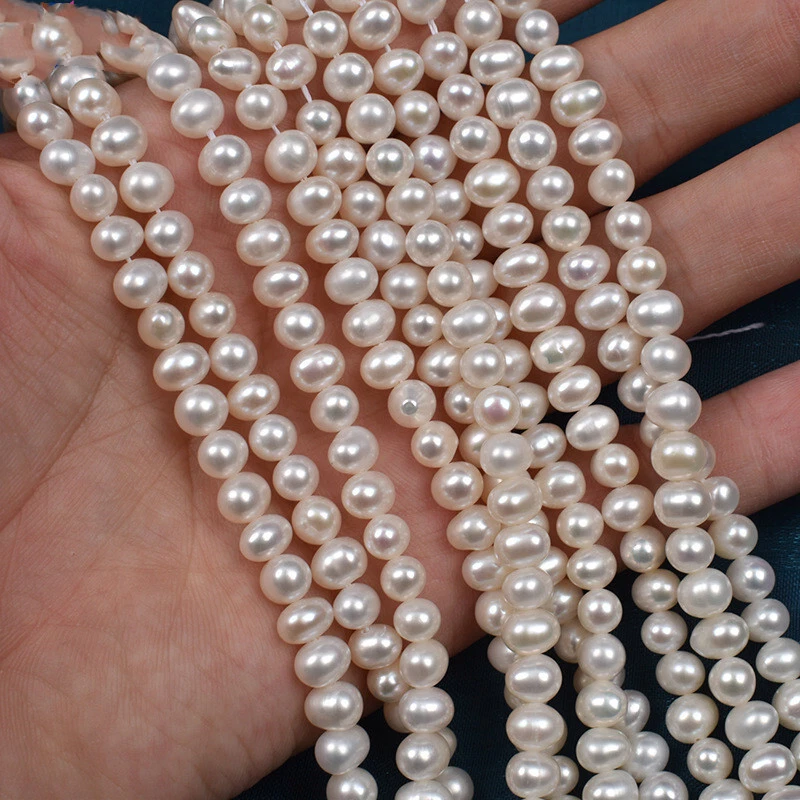 Pearls for Jewelry Making Loose Beads Natural Freshwater Genuine Drilled Oval - Image 1 of 4