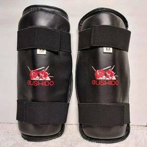 Bushido Shin Guards Martial Arts Protection Training Unisex Adult Sz M Black - Picture 1 of 8