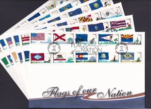 2008-2012 Flags of Our Nation 60 coil stamps on 6 FDCs Fleetwood jumbo cachets - Picture 1 of 5