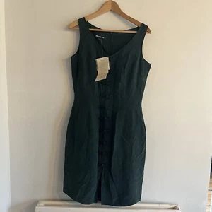 Monsoon Green Silk Chinese Style Dress Sleeveless Vintage Size 12 BNWT New - Picture 1 of 13