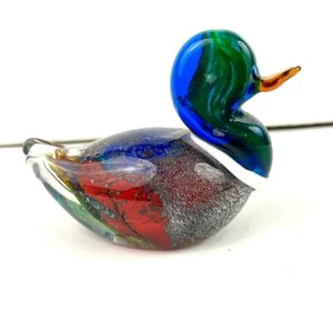 VTG Hand Blown Murano Glass Duck Paperweight Sparkle - Picture 1 of 16