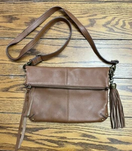 LUCKY BRAND Brown Leather Flap Front Crossbody Bag Purse RN100583 (11”x7”x4”) - Picture 1 of 12