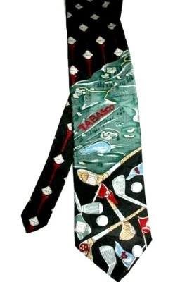 Corbata temática de golf Tabasco para hombre 100 % seda importada 57" x 4" clásica #1 Foto 1 de 4