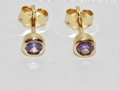 Aretes de oro amarillo de 9 quilates sobre alejandrita de plata - piedra de nacimiento de junio Foto 1 de 4