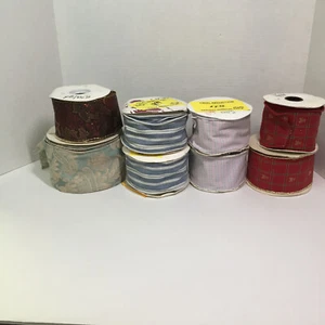 8 Assorted Spools of Wire Edge Ribbon 2.5" -4" Wide 5-10 Yards in Length - Picture 1 of 5