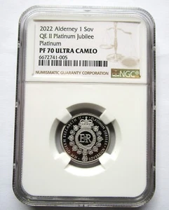2022 Alderney QEII Platinum Jubilee Platinum Sovereign coin NGC PF70UC - Picture 1 of 6