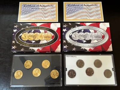 2007 State Quarter 10 coin Sets - Gold (D) & Platinum Edition (P) w/ box & coa - Image 1 of 4