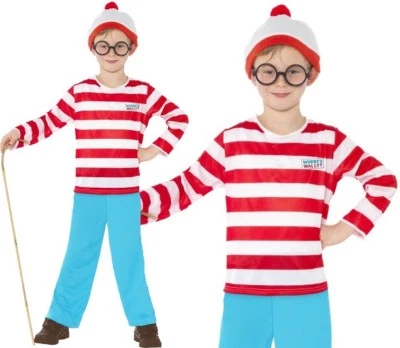 Fantasia, chapéu e óculos fantasia infantil masculina Where's Wally por Smiffys - Imagem 1 de 3