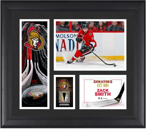 Zack Smith Ottawa Senators Framed 15x17 Collage w/a Piece of GU Puck Cover