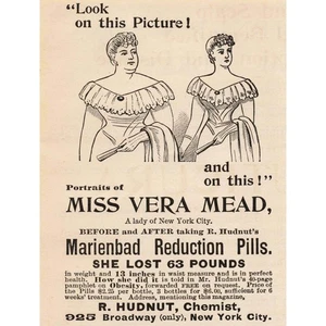 Vintage Marienbad Reduction Pills Print Advertisement Miss Vera Mead Weight Loss - Picture 1 of 1