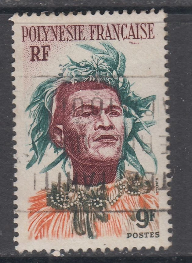 French Polynesia - 9f Pictorial Issue (Used) 1958 (CV $8) - Image 1 of 1