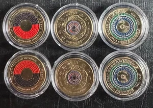 $2 Coins X 6 Indigenous Military Service Aboriginal Flag Torres Strait Islander - Bild 1 von 4