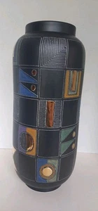 Global Views Schrift schwarz bunt abstrakte Keramik Vase Italien Medium 16,5"x6,5" - Bild 1 von 12