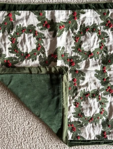 NWT Pottery Barn Wreath w/Velvet Flange Pillow Cover 22" Christmas Green - Picture 1 of 6