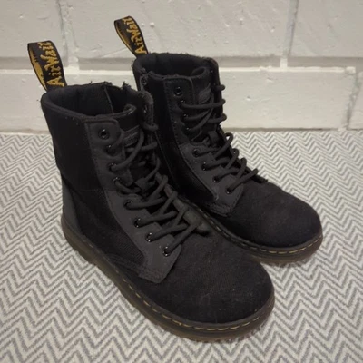 Botas Dr Martens Docs Peines J Combat Con cordones Lona Cremallera Negras Jóvenes Niños Talla 2 Foto 1 de 4