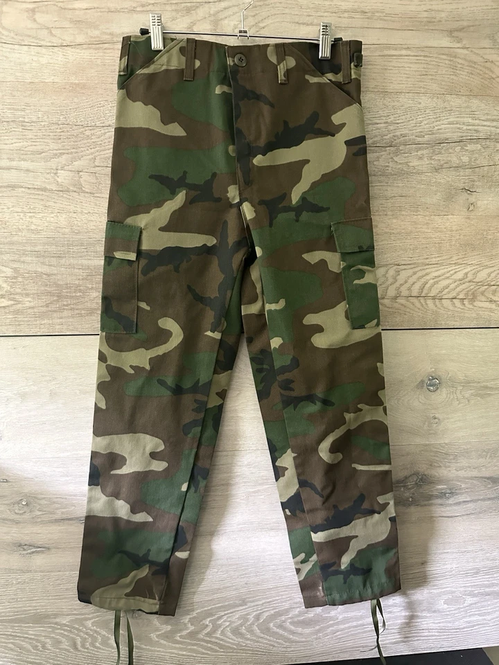Pantalones cargo para niños talla 14 unisex camuflaje pestañas cintura corbatas al tobillo originales Foto 1 de 4