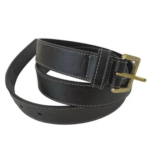 Coach Leather Belt Monogram Logo Black with Solid Brass Hardware L 8579 - Picture 1 of 11