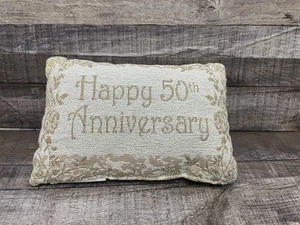 HAPPY 50TH ANNIVERSARY PILLOW - REVERSIBLE PILLOW - GOLDEN ANNIVERSARY - Picture 1 of 4