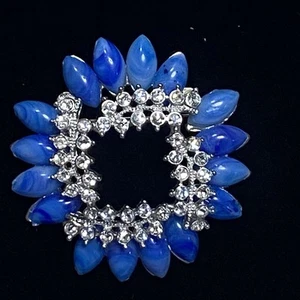 Vintage blaue Strass Brosche 2" Schönheit - Bild 1 von 4