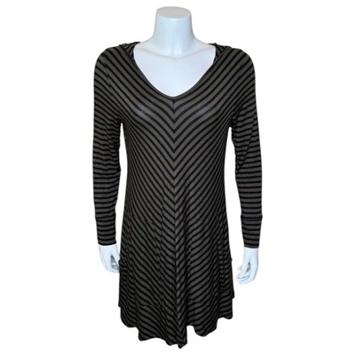 Comfy USA Womens Hooded Tunic Top S Chevron Striped Stretch Pullover Modal Blend - Image 1 of 4