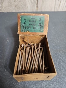 PHEOLL Scatola di 63 BULLONI PER STUFA a testa TONDA 2" x 1/8" con 66 dadi quadrati, Chicago, Vintage - Foto 1 di 10