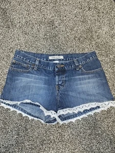 Vintage Y2K Abercrombie And Fitch Lace Trim Denim Shorts - Picture 1 of 5