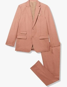 Isaac Mizrahi Boys' Slim-fit Chambray 2 Piece Suit, Cinnamon,Size 16 - Picture 1 of 5
