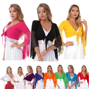 Women Blouse Belly Dance Shirts Lace-up Dancewear Costume Crop Top V Neck - Picture 1 of 106