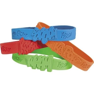 Pack of 12 - Superhero Saying Bracelets - Marvel DC Party Bag Fillers - Picture 1 of 1