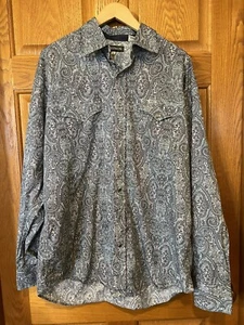Camisa de cachemira AV47 Stetson Western Pearl Snap manga larga para hombre XL - Imagen 1 de 3