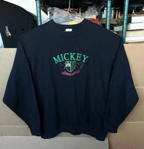 Vintage 90's Mickey & Co University Crest Embroidered Logo Sweater Sweatshirt XL - Picture 1 of 14