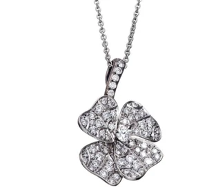 Features Glittering Pave Set Lab-Created 1.00CT Diamonds Clover Leaf Pendant - Picture 1 of 4