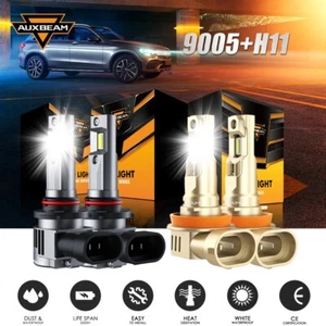 AUXBEAM H11 9005 Combo LED Headlight Bulbs High Low Beam Conversion Kits 6500K - Picture 1 of 13