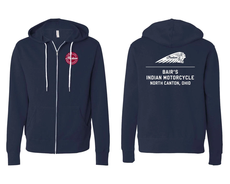 Sudadera con Capucha Bair’s Indian Motorcycle Cremallera Completa, Azul Marino | IMC-ZIP-NAVY Foto 1 de 1