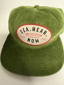 Sea Hear Now Asbury Park New Jersey Hat.  Green Corduroy Trucker Style Hat - Picture 1 of 7