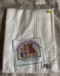 NIP Charles Craft Cross Stitch Nursery Time Baby Afghan Kit 38" x 38" Off White - Picture 1 of 4